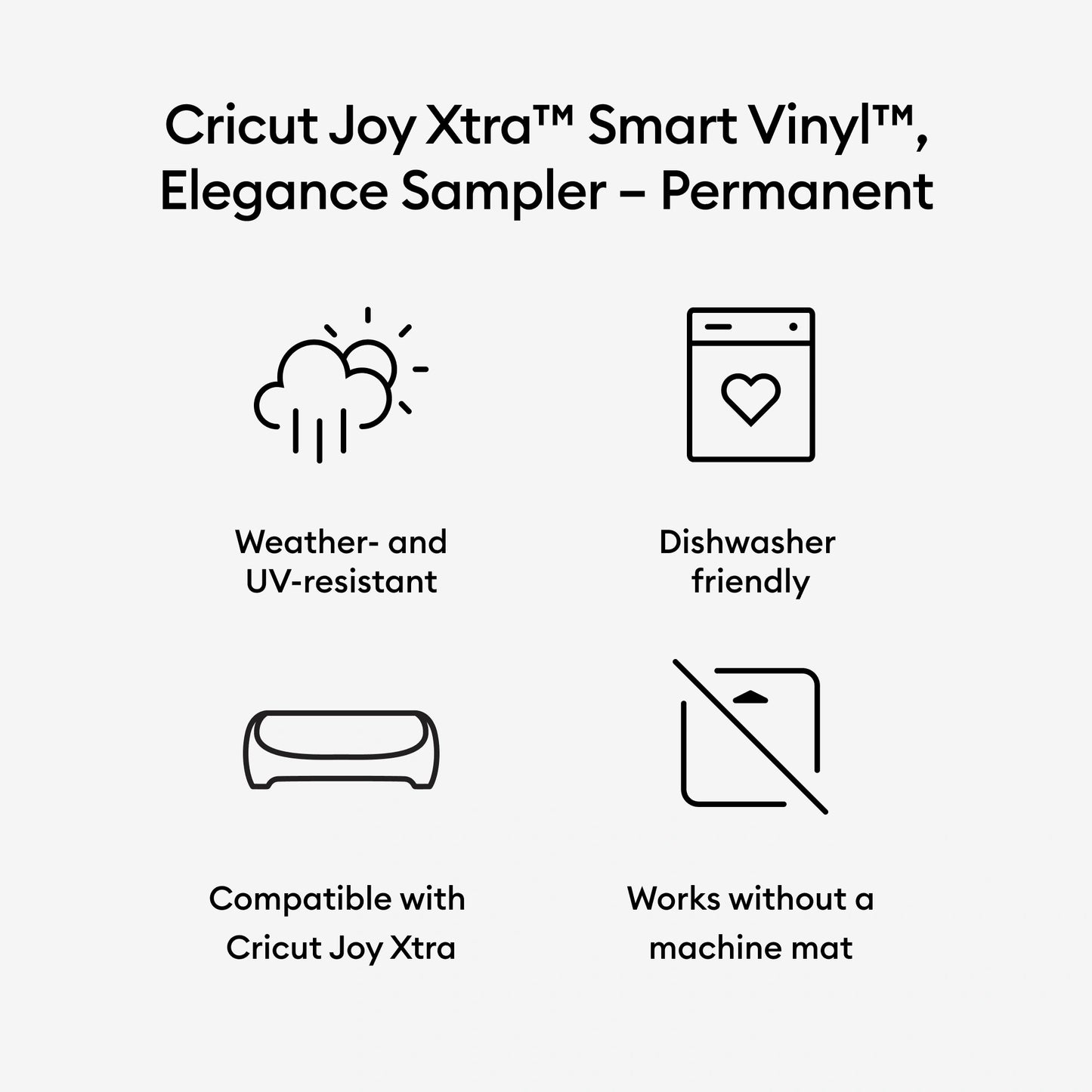 Cricut Joy Xtra™ Smart Vinyl™ Matless Permanent Vinyl, Elegance Sampler (3 ct), 9.5" x 12",Sampler