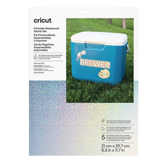 Printable Waterproof Holographic Sticker Set – A4 (5 ct), White