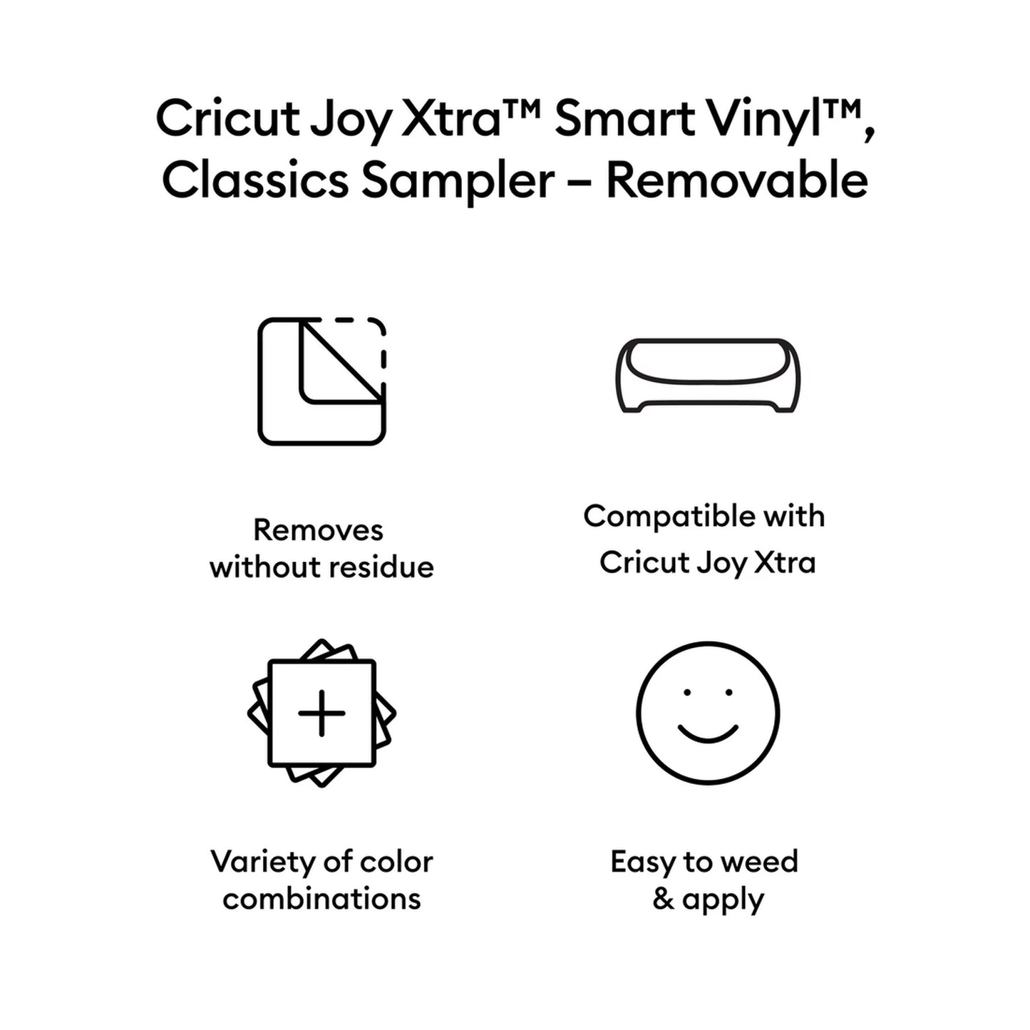 Cricut Joy Xtra™ Smart Vinyl™ – Removable Sampler, Classics (3 ct), Black