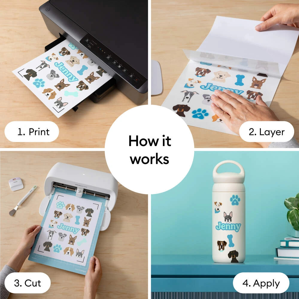 Printable Waterproof Holographic Sticker Set – A4 (5 ct), White